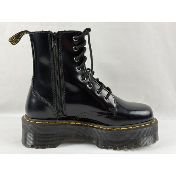 NEW 7 US Womens/ 6 US Mens Dr. Martens Jadon Black Polished Smooth Leather Platf - Picture 5 of 10